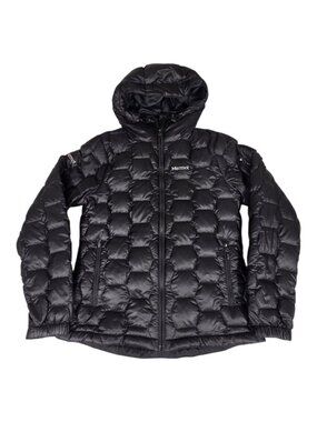 Marmot 800 Fill Down Puffer Jacket Black Hooded Winter Coat Women's Size M